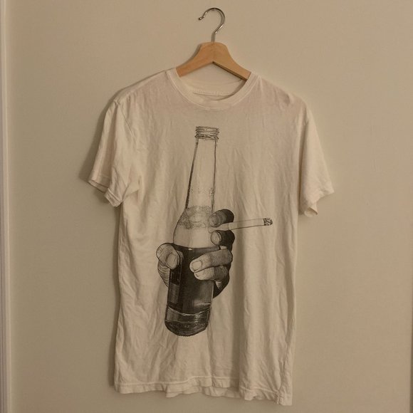 Tops - Bottle & Cigarette white t-shirt (S)
